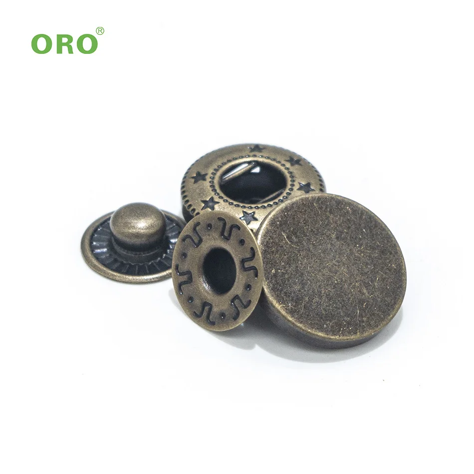Customized Metal Snap Fastener Four Parts Snap Button Vintage Brass Denim Jeans button Snap Fastener For Jacket
