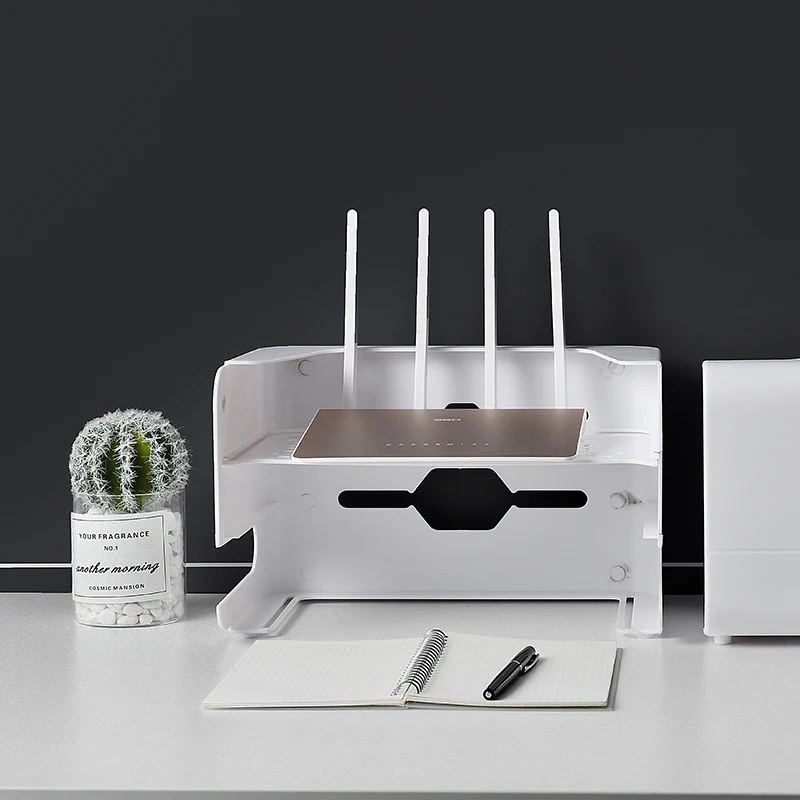 2024 New Hot Selling Household White Dustproof Wireless Router Wire Storage Box Plastic Wire Organizing Box