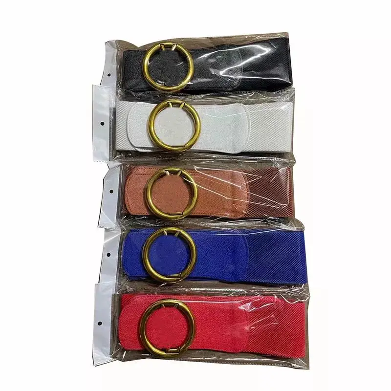 Ladies Luxury pearl buckles brand designer Stretch Waist Women Elastic Belt