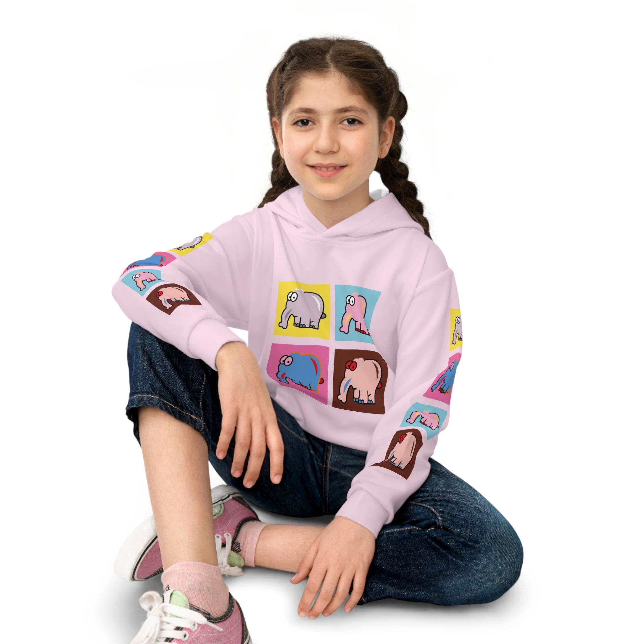 manufacturer clothes wholesale high quality elephant print kids sporty&riding&hiking hoodie full printing coat