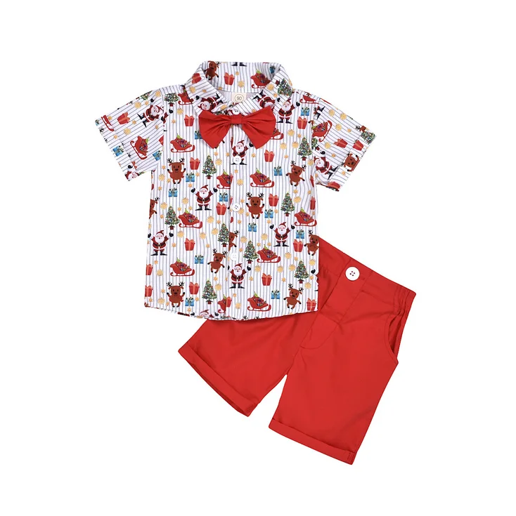 Детский костюм с рубашкой с короткими рукавами для мальчиков, лето 2021, новые рождественские комплекты для отдыха для мальчиков