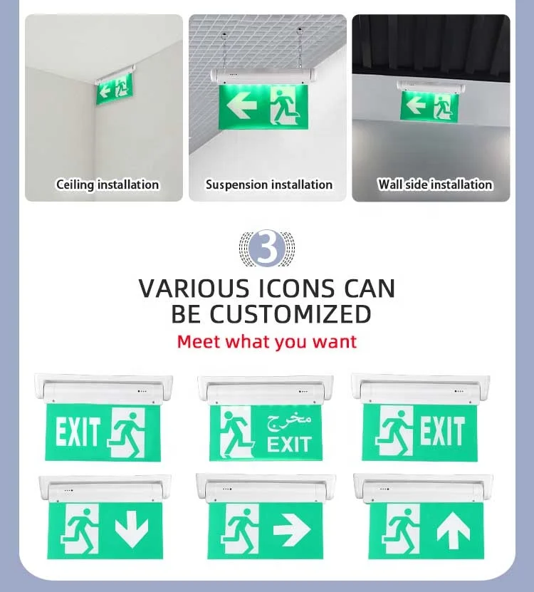 High Brightness LED Emergency Light Indoor Corridor Surface Wall Installation Made Fire Emergency Building