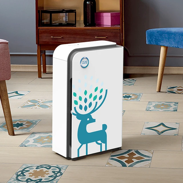 Low noise smart wifi control H13 hepa filter activated carbon home uv air purifier with digital display