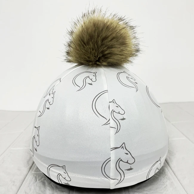 Polyester Elastane Pom Pom Horse Riding Equestrian Helmet Hat Silk Hat Cover