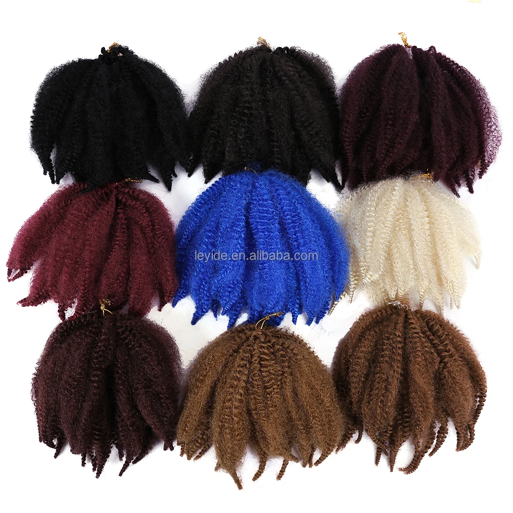 Soft Fluffy Synthetic 8 Inch Afro Kinky Marley Braiding Hair Bulk Kinky Curly Twist Crochet Braids Hair Extensions for Faux Locs