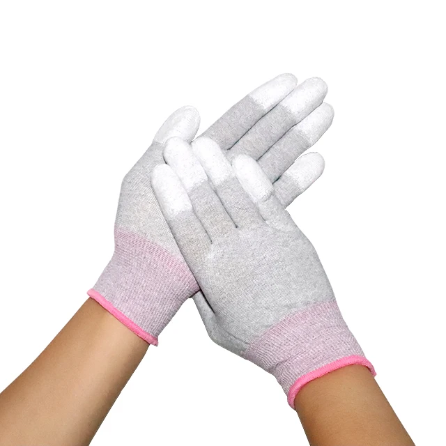 Esd-safe nylon knit gloves pu palm glove esd protection nylon carbon pu palm coated esd gloves