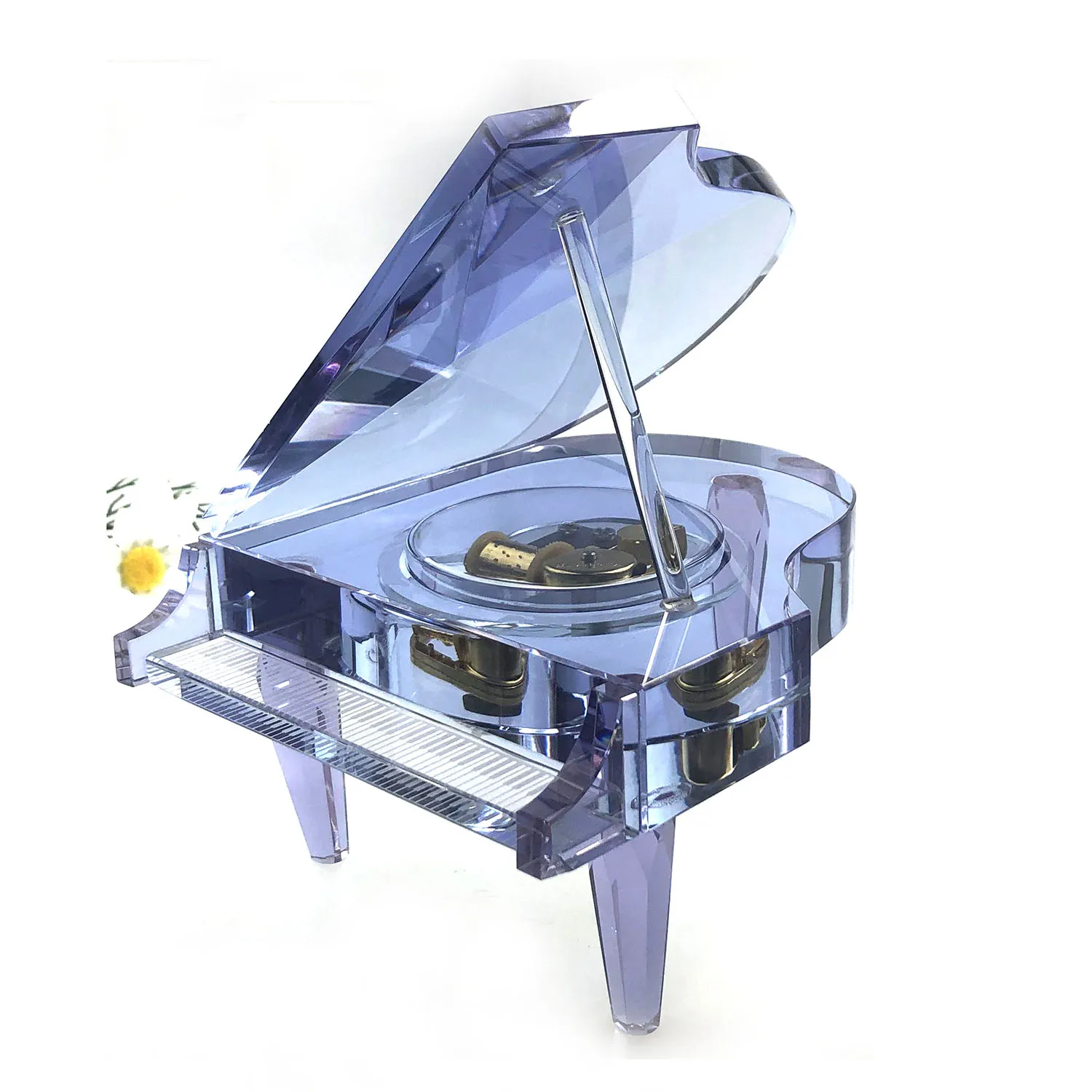 Оптовая продажа Высококачественная настольная музыкальная шкатулка для пианино из фиолетового кристалла с ручкой праздничных подарков