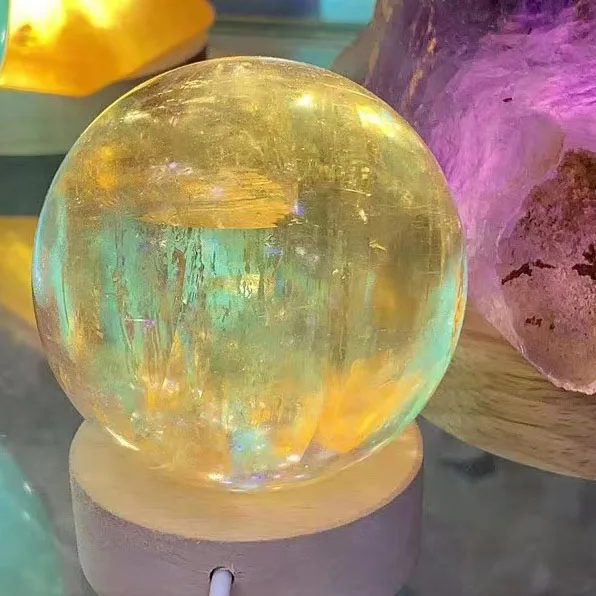 Wholesale  High Quality Crystal Hand Craft Polished Yellow calcite Lamp For Home Office Decor Gift