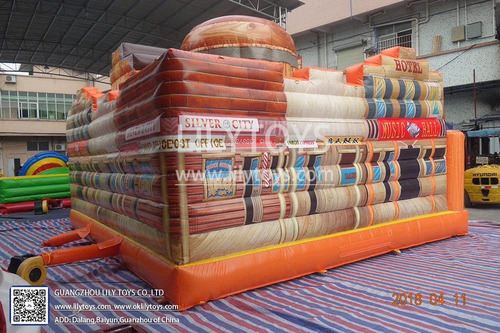 Inflatable desert trampoline slide amusement park, punk theme children inflatable park toy