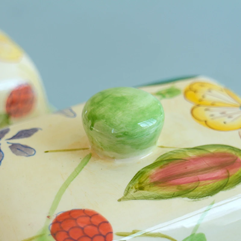 Hot Selling Rectangle French Ceramic Butter Dish Cheese Storage Ceramic Holders Dishes With  Lid