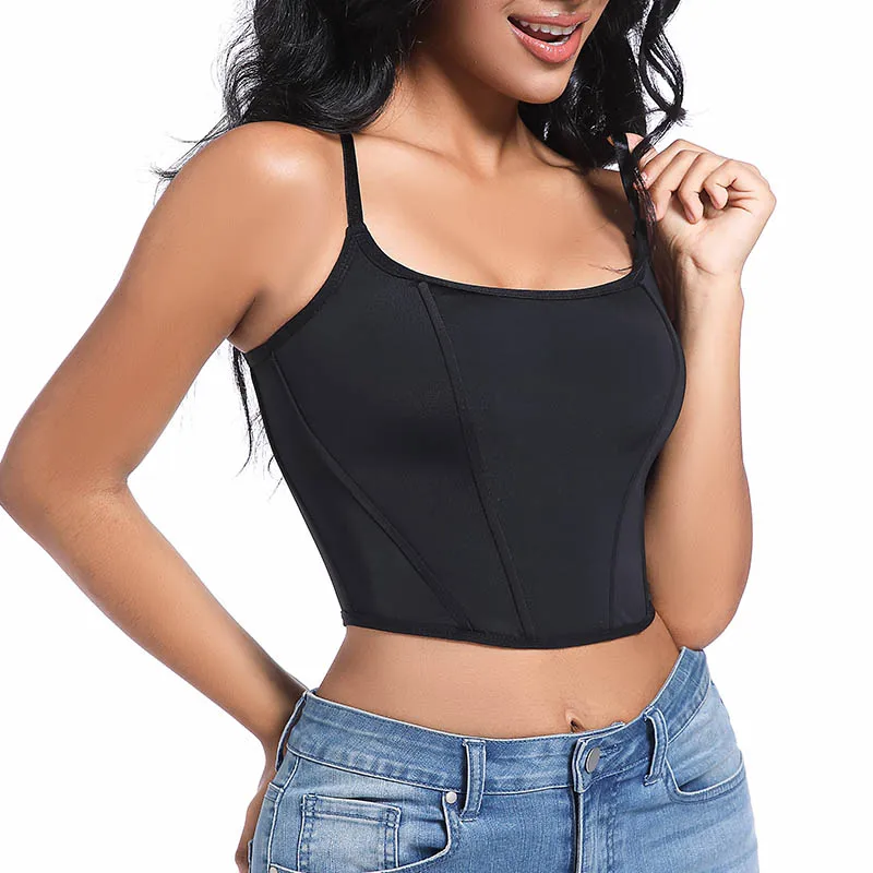 Going Out Party Bodyshaper Crop Top Overbust Black Vintage Corset Plus Size  Zip Back Bustier Plus Size Corset Tops for Women
