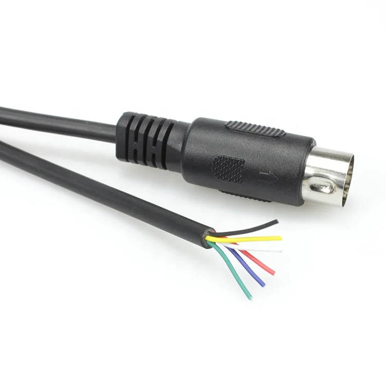 Factory supply custom 6pin din cable male to open wire   MIDI 6 pin male cord