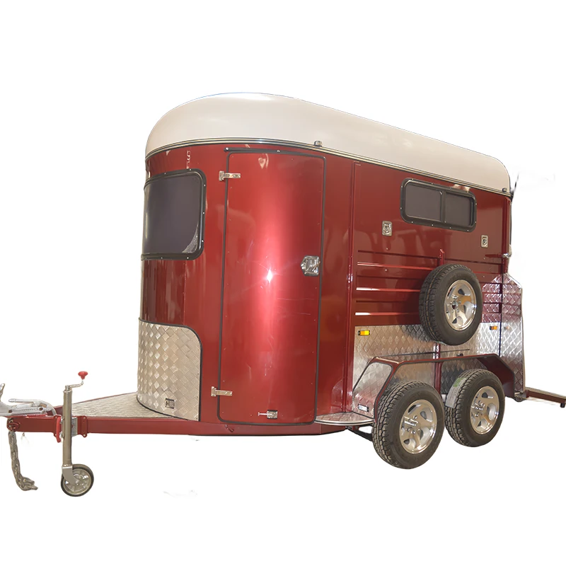 New 2-Horse Angle Loading  Float Horse Trailer with Box for Car Use