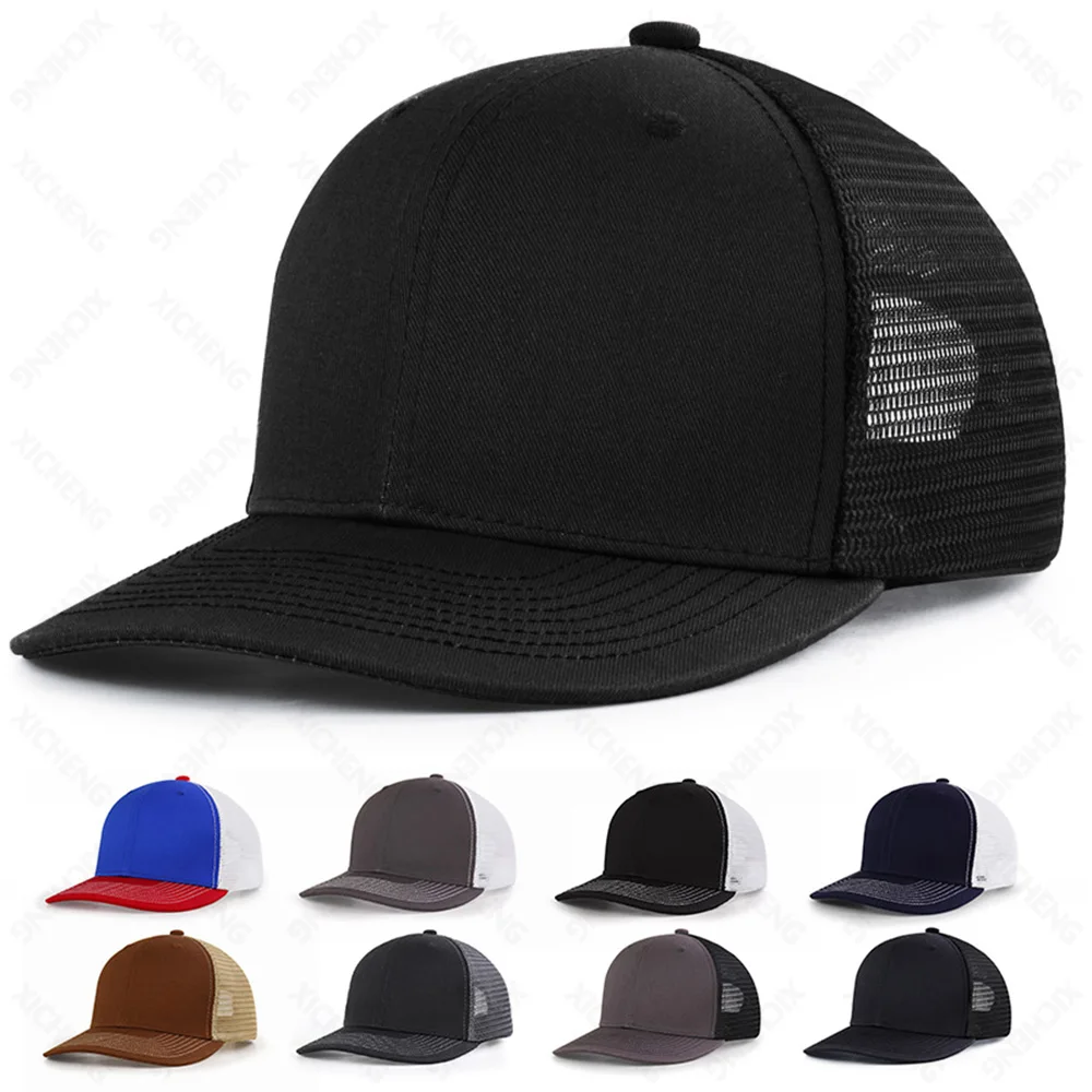 Unisex Custom Logo cotton  hip hop cap Blank Mesh 6 Panel Richardson Style112 Shape Snapback Trucker Hat