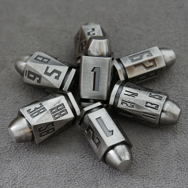 Wholesale Antique Nickel Adventures  DND  Bullet Dice Set