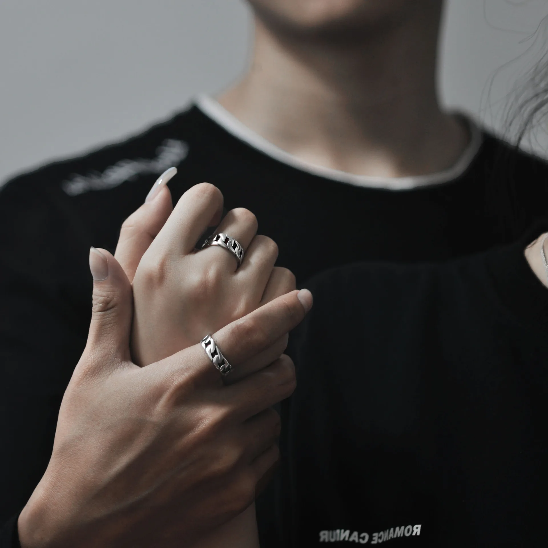 2023 Fashion Thai silver Ring 925 sterling silver couple rings  ring cuban chain for Womens or mens birthday gifts