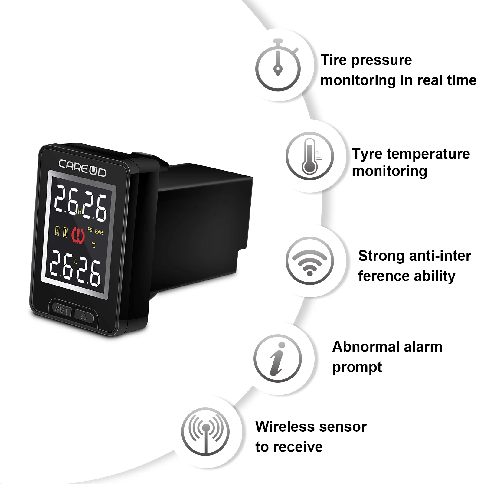 Careud TPMS Receiver Wireless Tire Pressure Monitoring System Wheel Sensors for Toyota Mazda Nissan Honda