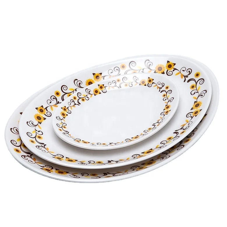 Wholesale Luxury Oval Melamine Plate Crockery Set Dinnerware
