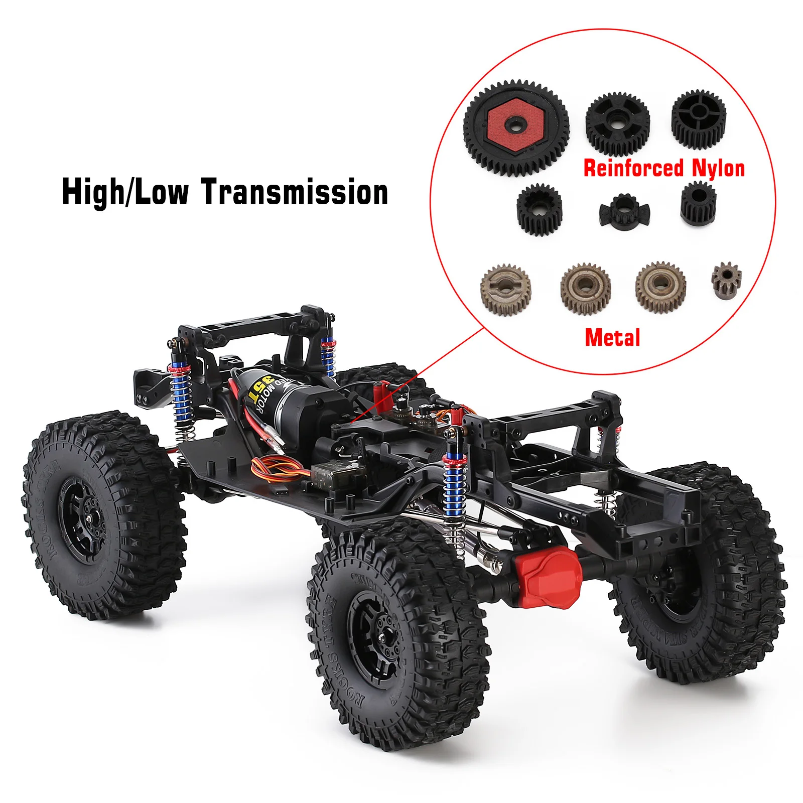 2-Speed Transmission Chassis Frame with Differential Portal Axle for 1/10 RC Crawler Car DIY Upgrade Parts AX-8508