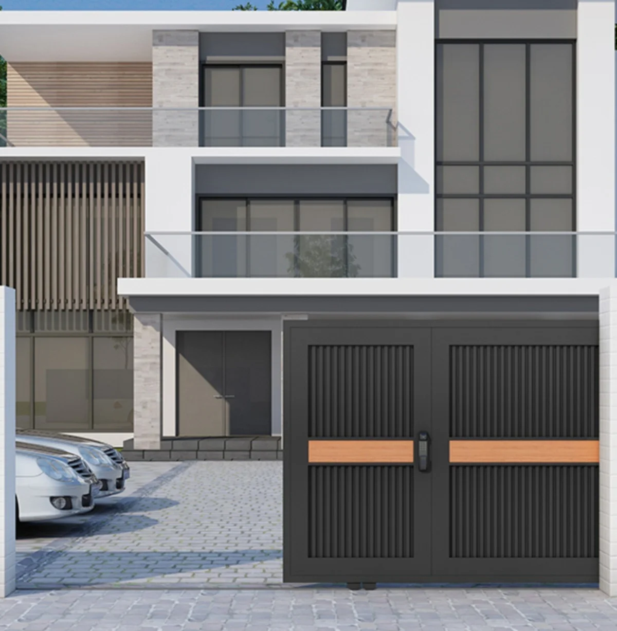 Customized   Main Entrance Gates Remote Control Design Waterproof  Automatic Electric Sliding Gate Exterior Aluminum Garden Gate