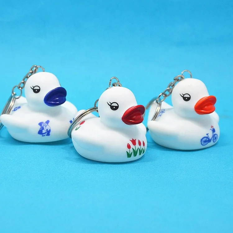 Wholesale Cheap Promontional Custom Soft PVC Duck Keychain Cute Designer Personalized Plastic Rubber Duck Keychain
