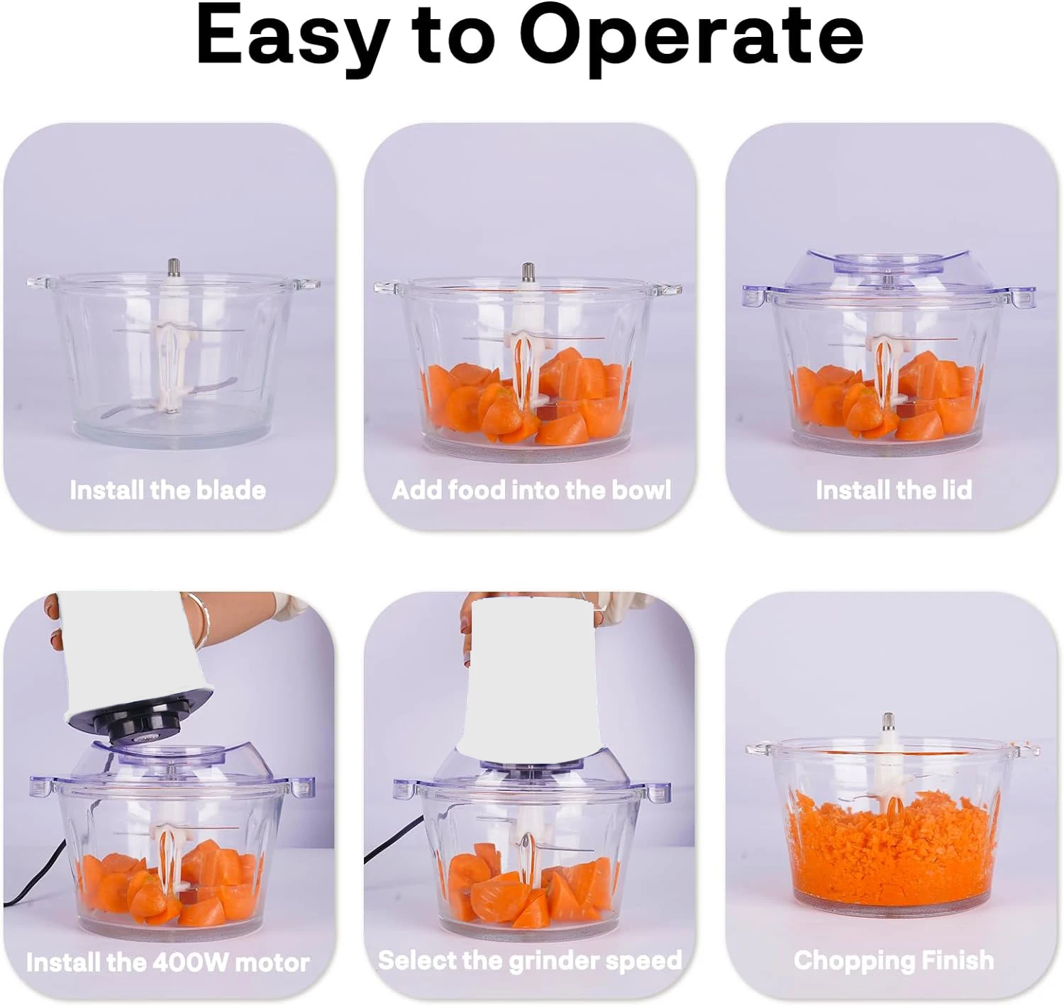 Food Processors Small Meat Grinder Food Chopper Electric Vegetable Chopper 2 Speed Kitchen Cutter