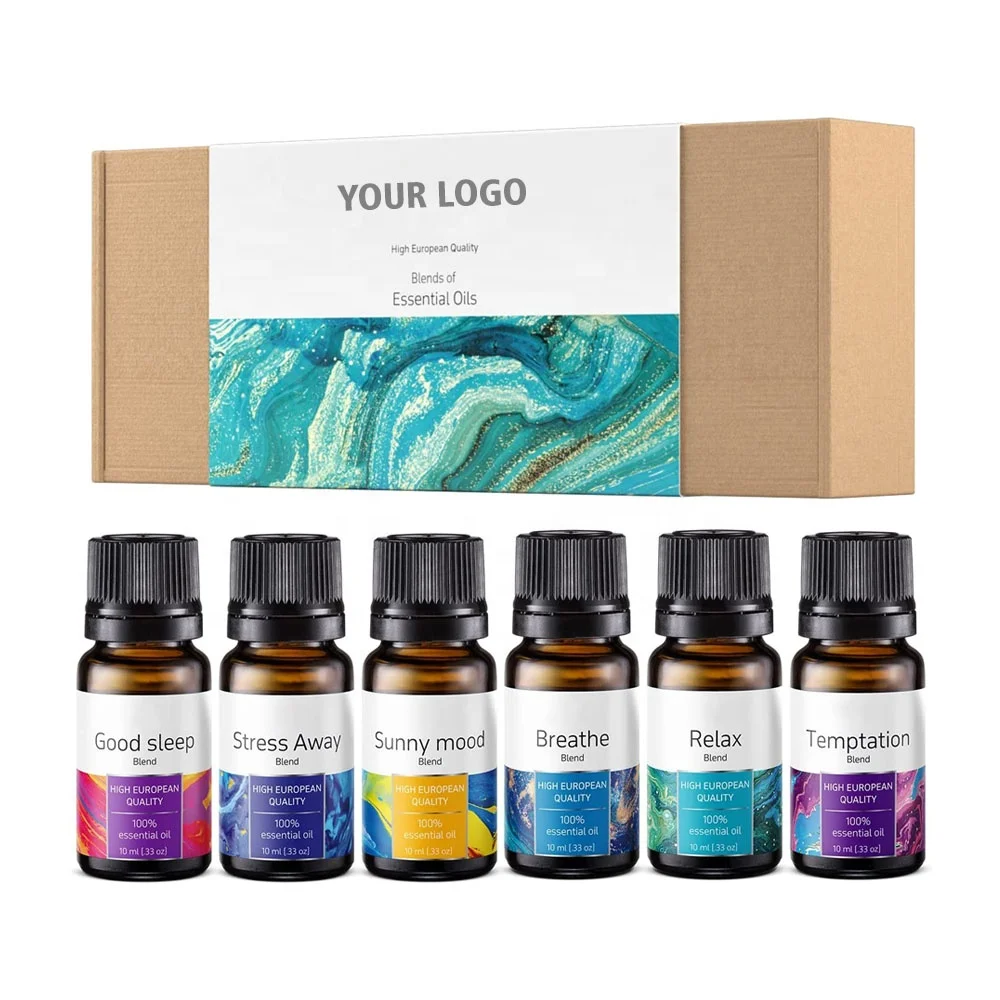 New 100% natural and pure therapeutic grade synergy blends essential oil set for aromatherapy