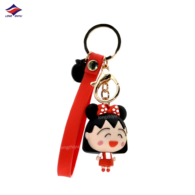 Longzhiyu 14 Years Keychain Manufacturer Custom 3D Cartoon PVC Keyrings Cute Frog Girl Bear Bee Soft Silicone Animal Keychains