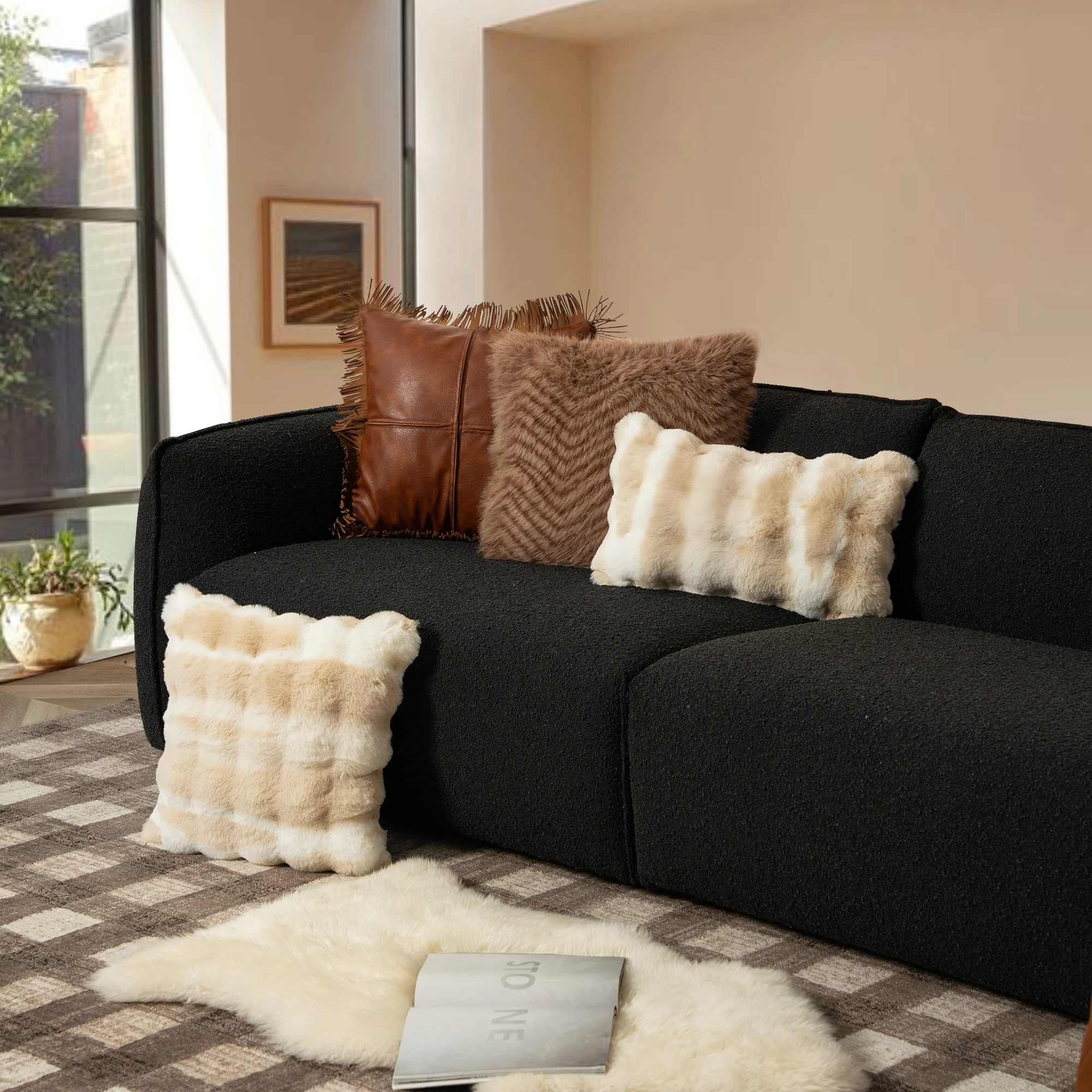 Winter Fluffy Original Design Soft Sofa Warm Printed Cushion Cover For Living Room Bedroom Home Decor Pillowcase