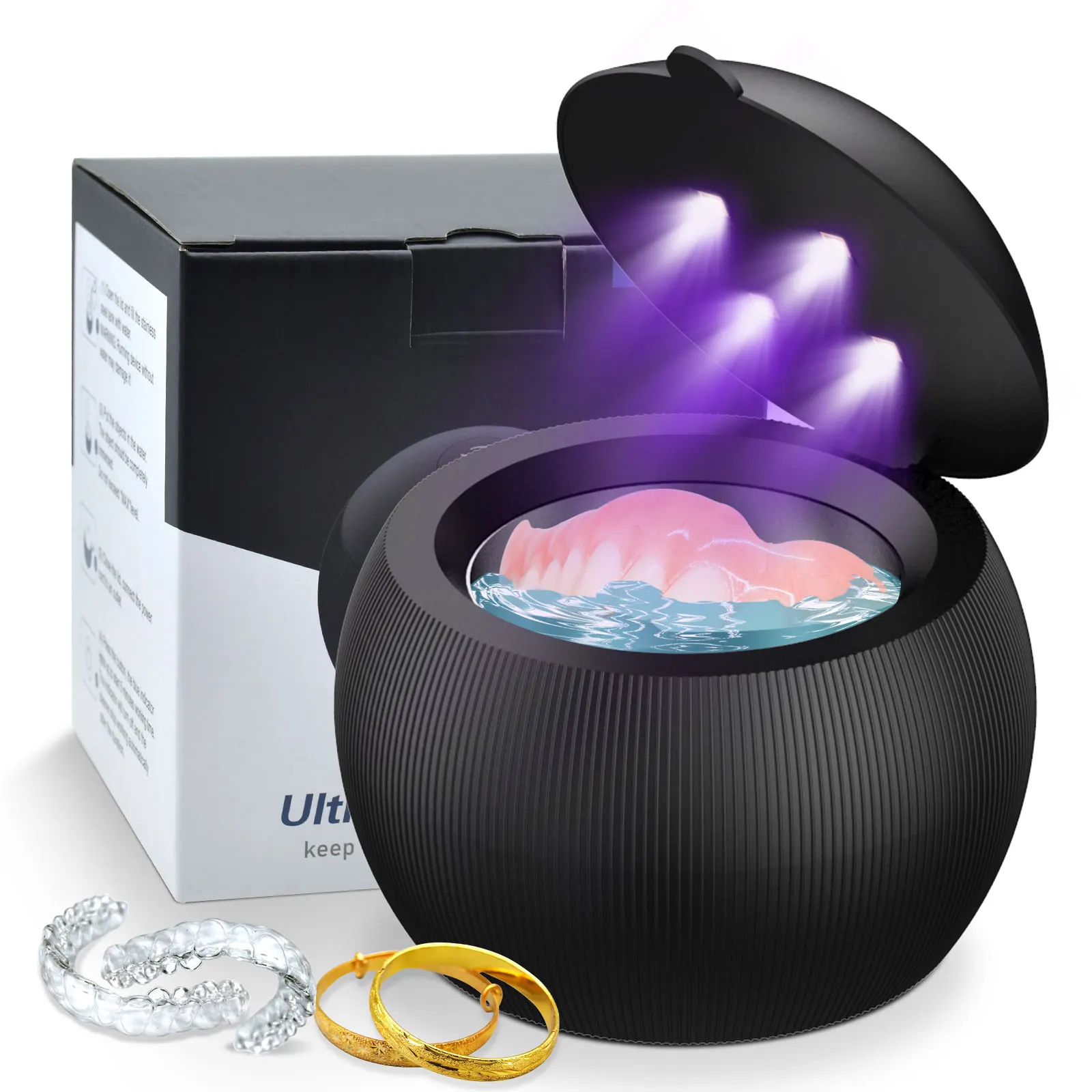 Персональный OEM мини-бытовой Прозрачный Фиксатор для зубных протезов, ультразвуковой очиститель ювелирных изделий