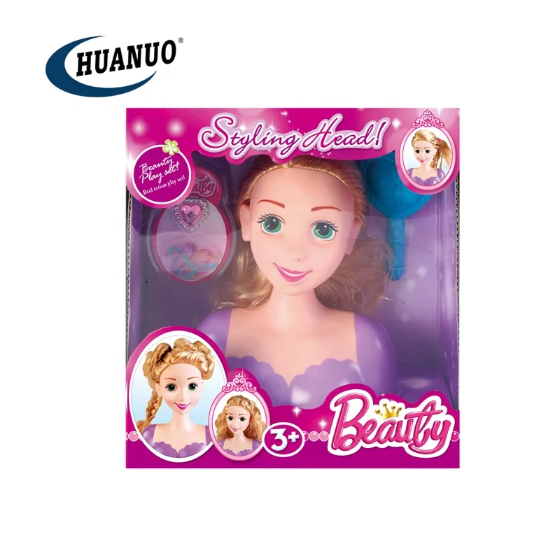 Kids DIY makeup beauty doll head play set toys hair style plastic doll head molds dolls for girls