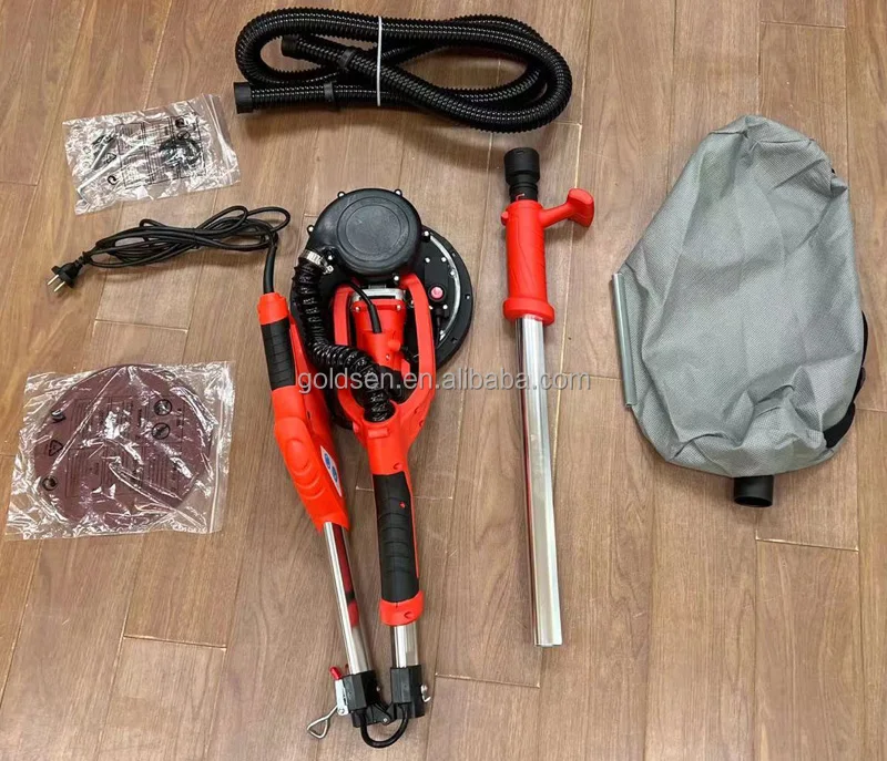 TOLHIT 225mm 750w Long Handle LED Self-Suction Home Ceiling Polishing Sanding Machine Industrial Electric Drywall Sander Machine