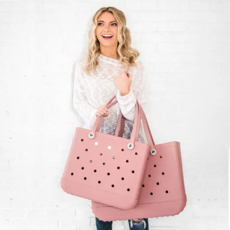 Wholesale Customized EVA Bag Durable Eco-Friendly Material Waterproof Easy-to-clean Shopping Tote Bag Bogg Bag Accessories