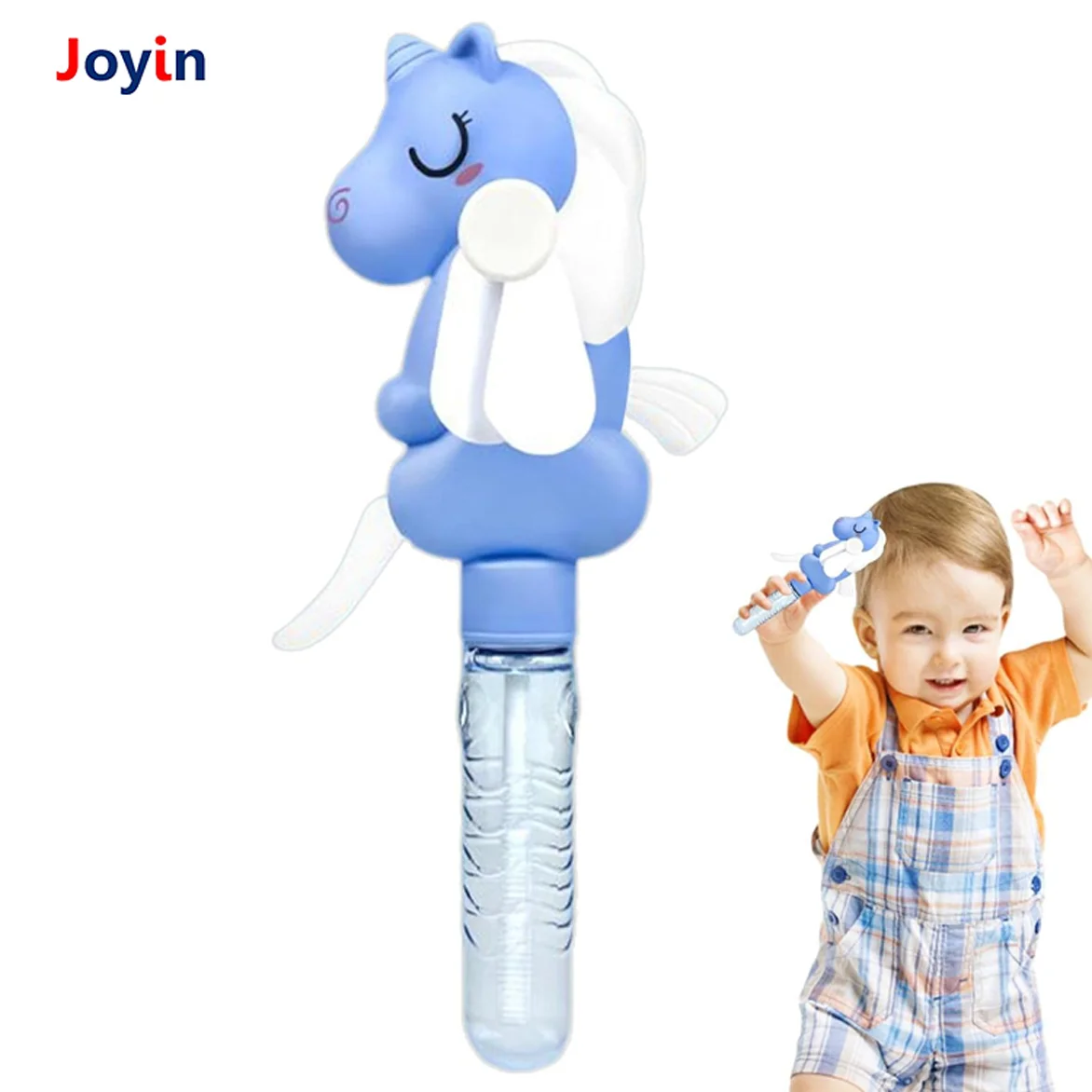 Summer Outdoor Toy Bubble Solution Portable Kids Soap Bubble Stick w/ Unicorn Fan for Party Favors Camping Backyard Swimming