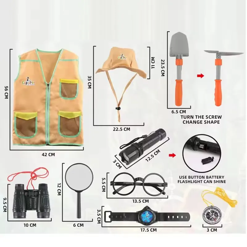 Wholesale Explore Set For Kids Camping Adventure toy kit Outdoor Pretend Play Set Kids Explorer Kit with Vest and hat