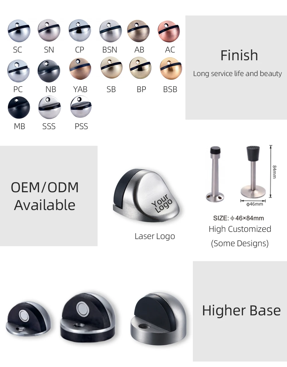 Home Office Magnetic Door Catch Stops Zinc Alloy Floor Suction Wooden Door Strong Magnet Door Stopper