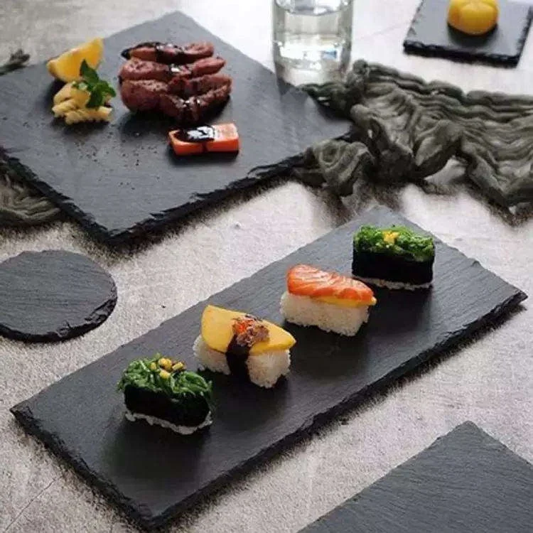 Natural black slate plate cake slate dinner plate rectangle plate slate board