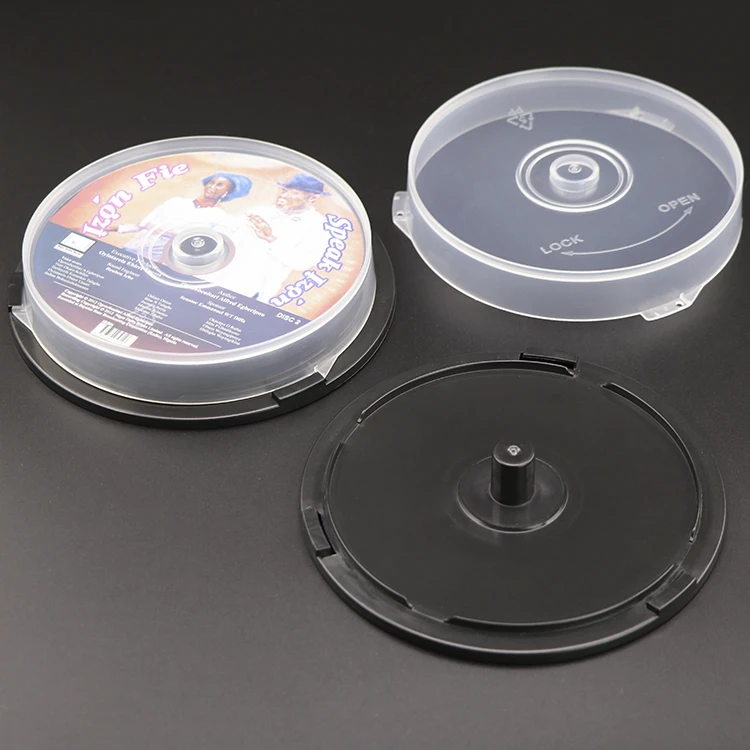 Store 10 CDs DVDs Blu-ray Discs Cake Box with Integrated Spindle Storage Plastic DVD-R Spindle Box Blank Packaging CDr/DVDr Cake