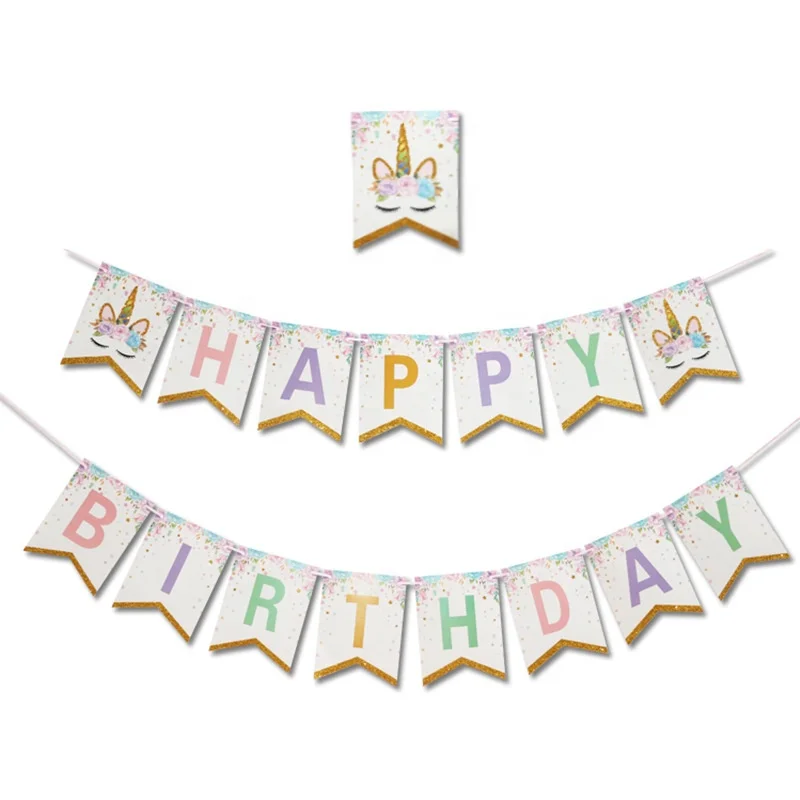 
Unicorn Happy Birthday Banner Garland Bunting Birthday Party Decorations Supplies 