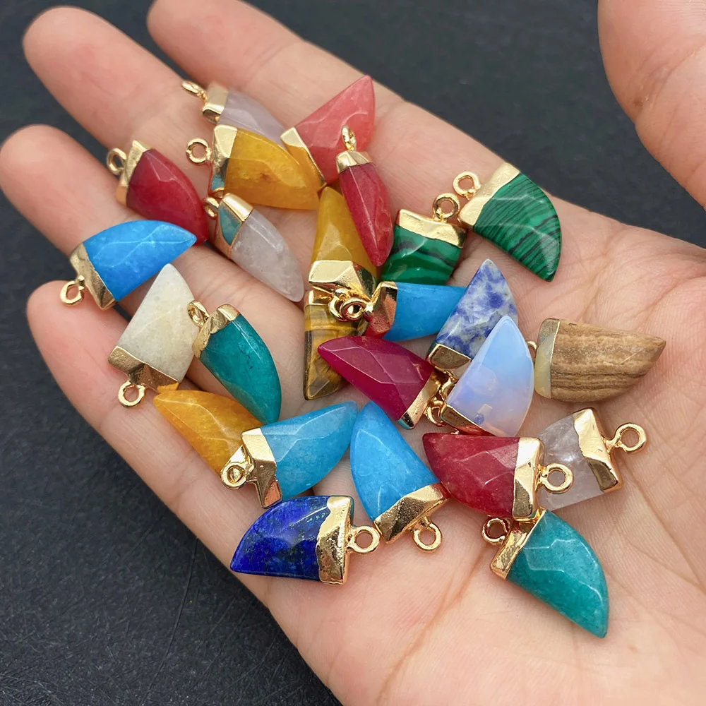 2025 New Natural Stone Accessories Pepper-Shaped Cut Pendant 10x20mm Malachite Lapis Lazuli Yellow Edge Cute Weddings Gifts