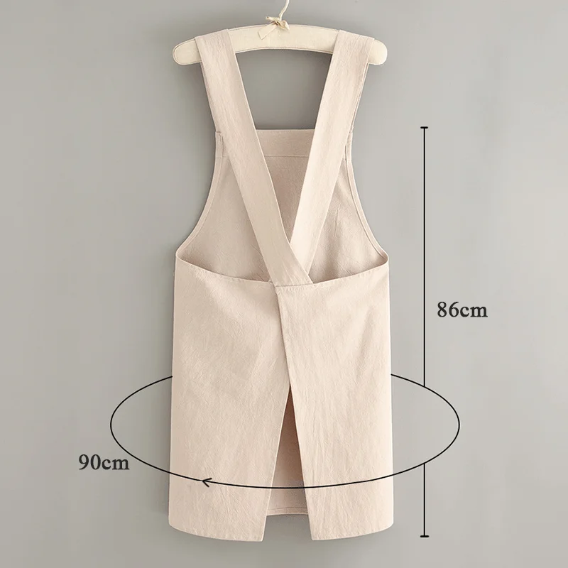 Simple Styling Kitchen Cafe Cooking Waiter Server Apron Cotton linen Cross Back Apron For Baking