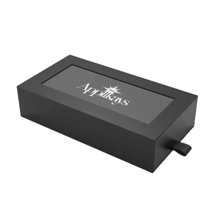 Custom design paper cardboard packaging box of dress paper drawer sliding boxes with clear window for socks underwear