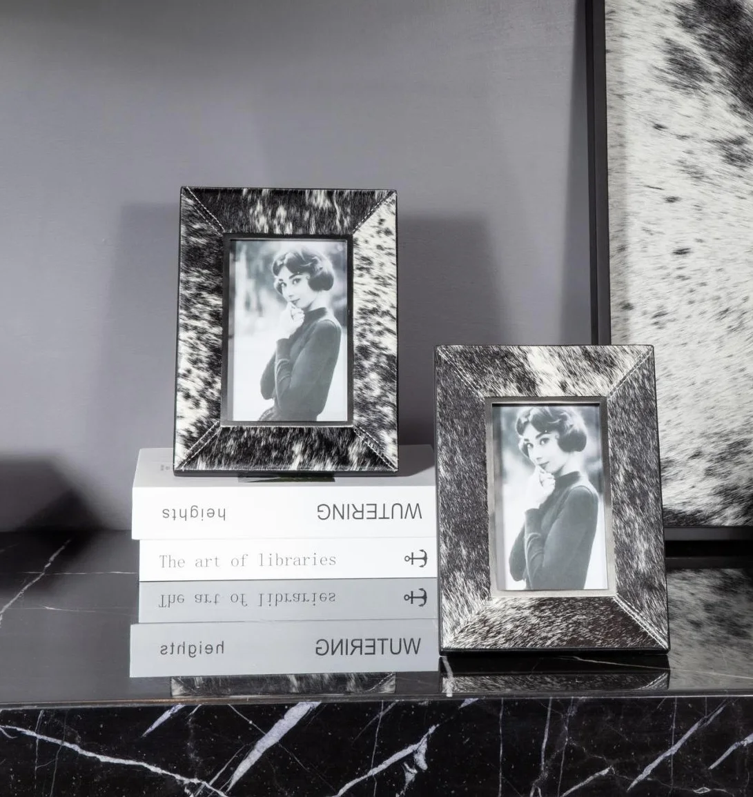 Новый продукт на заказ 4X6 5X7 креативная фоторамка из натуральной кожи с конским мехом для украшения дома