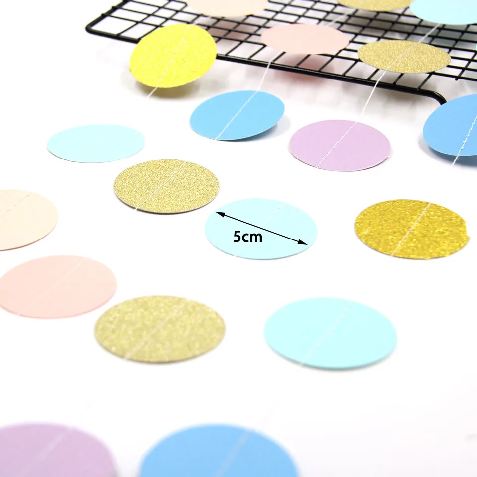 Custom Size Colorful Gradient Effect Original Paper Circle Garland Party Wall Hanging Decoration String Garland Set