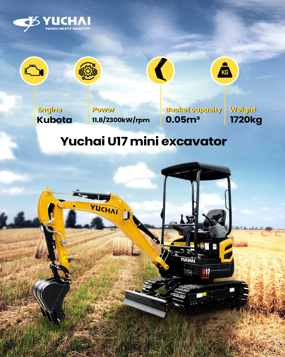 YUCHAI мини-экскаватор 1 8 тонн двигатель Kubota гусеничный экскаватор ферма китайский
