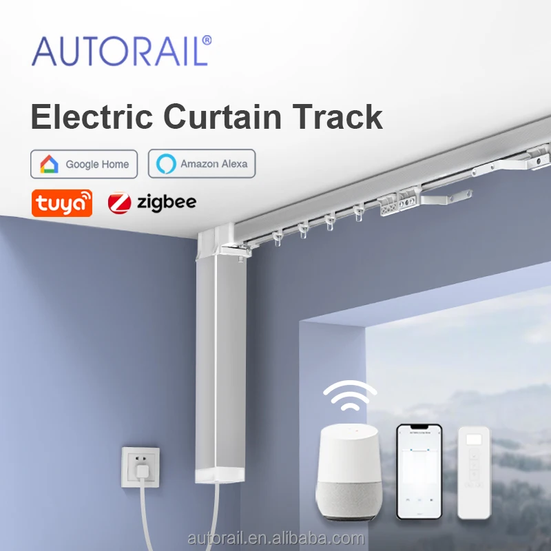 AUTORAIL Curtain Motor With RS485/RF433/Wifi/Zigbee/Remote Control Electric Curtain Smart Home Automatic Curtain Opener