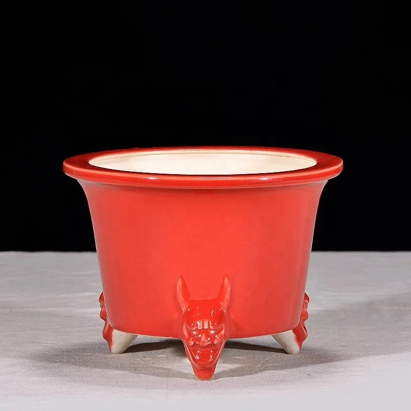 Luxury clay pots high quality bonsai pot ceramic pots glazed material planters for indoor bonsai plant