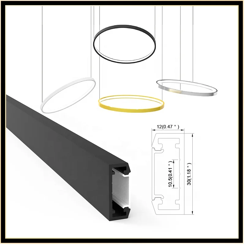Circle Aluminum LED Extrusion in black Round Led Profile for Pendant aluminum profile led strip light