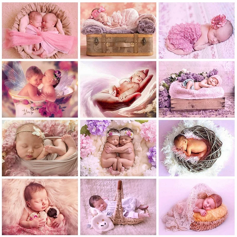 Full Square/Round Drill Baby Mosaic Diamond Embroidery Newborn Picture Cross Stitch Kit Needlework 5D Diamond Painting