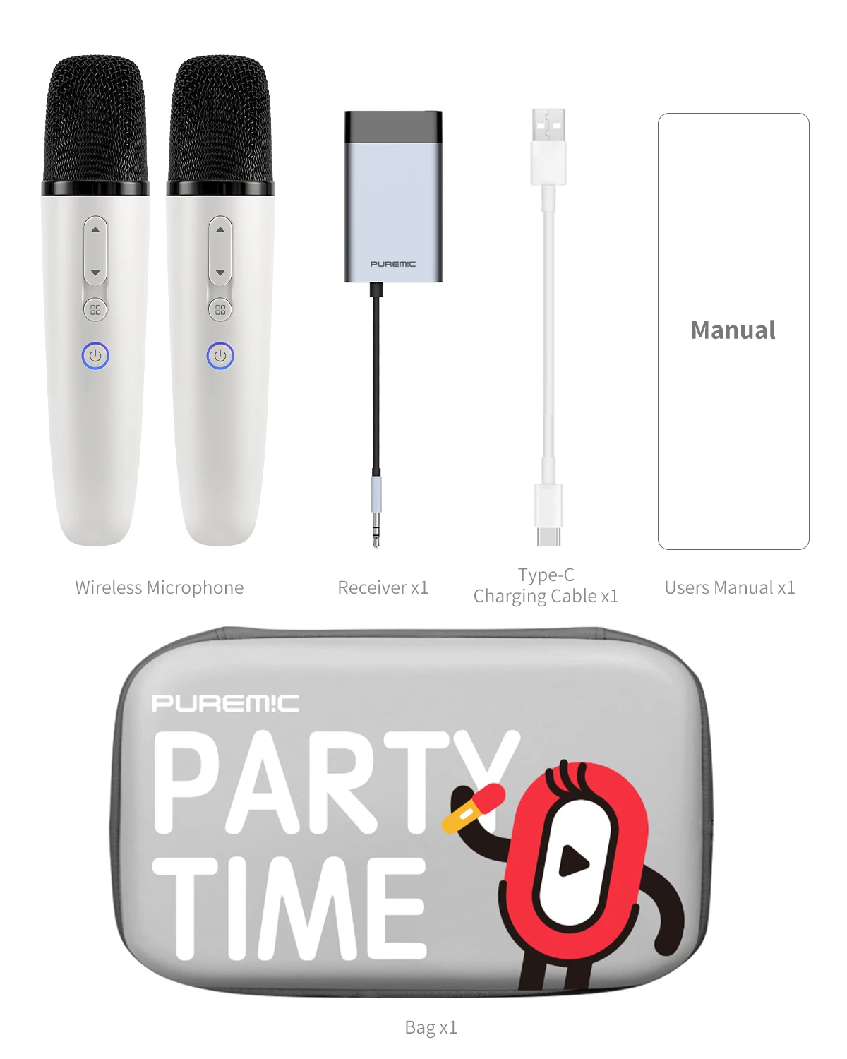 PUREMIC UHF Wireless Microphone System, Wireless Karaoke Microphone with Bluetooth Rechargeable Receiver